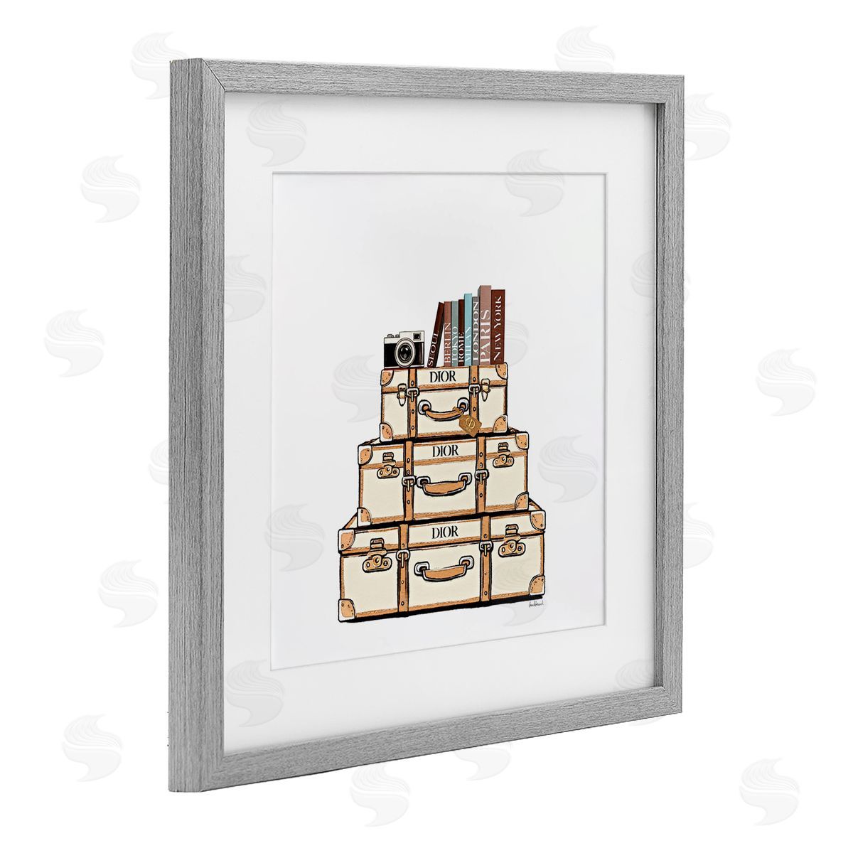 Amanda Greenwood Symmetrical Stacked Suitcases Canvas Wall Art Print