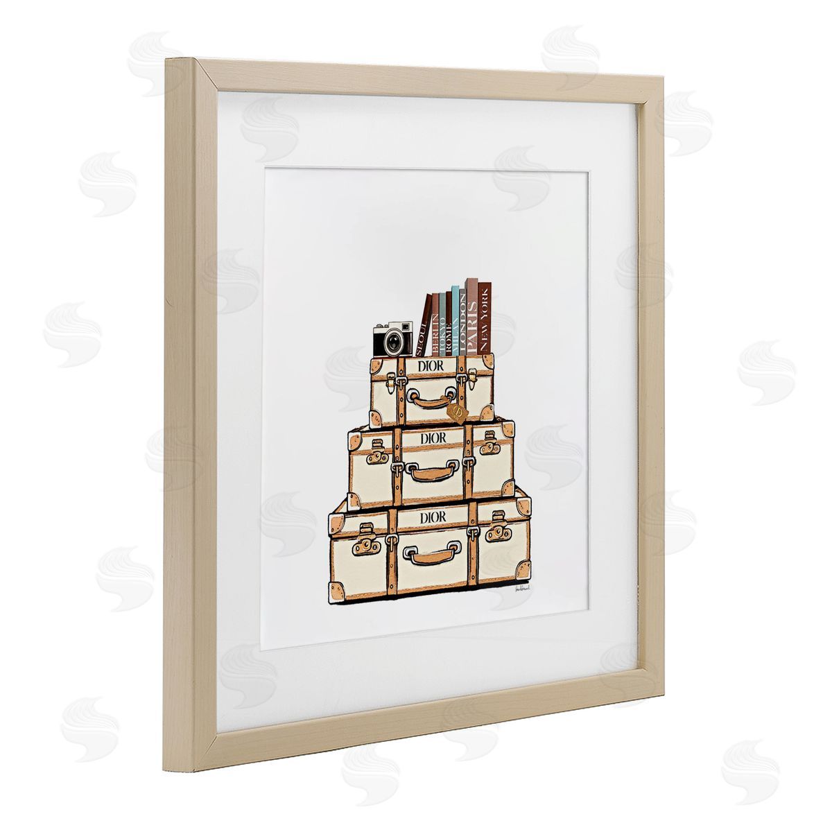Amanda Greenwood Symmetrical Stacked Suitcases Canvas Wall Art Print