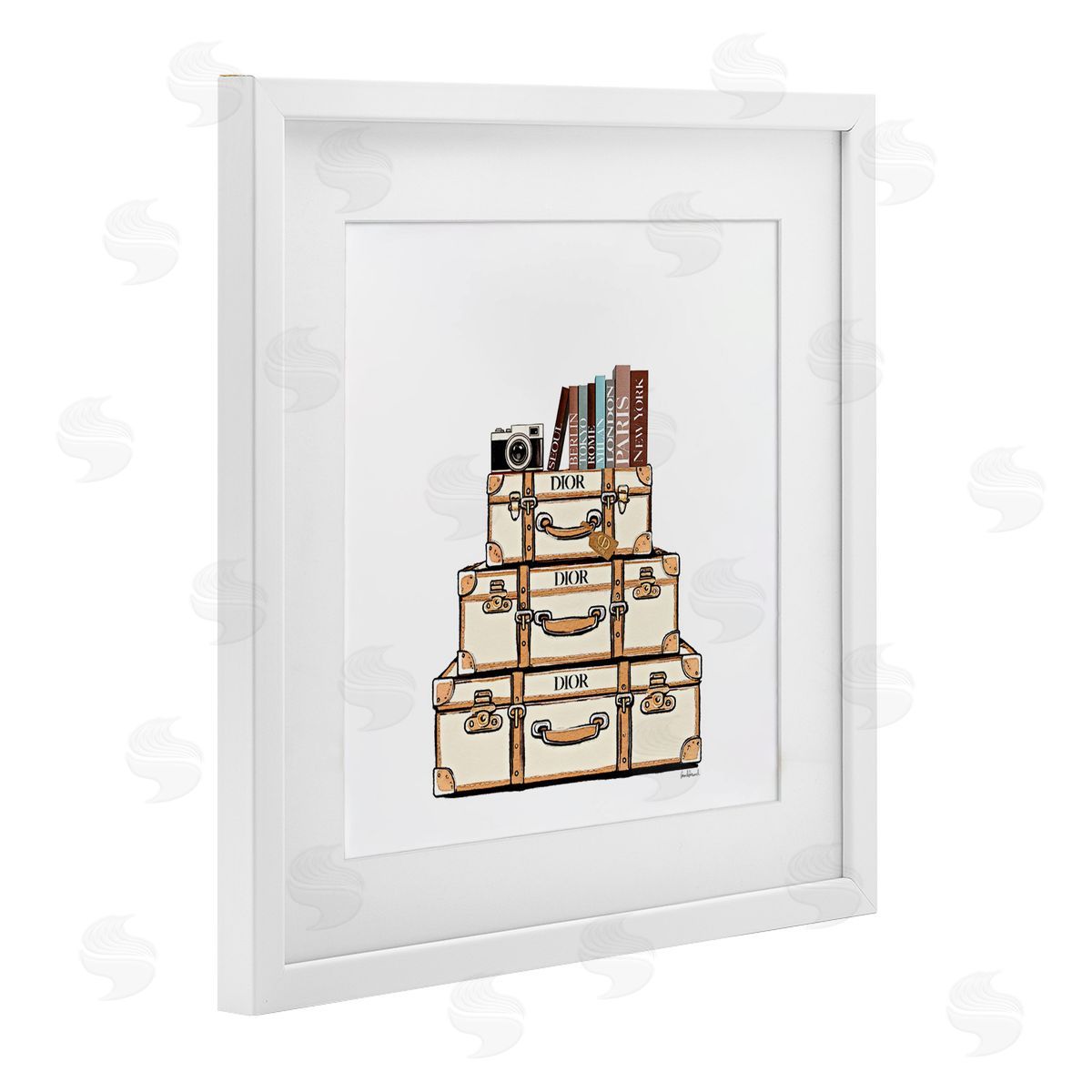 Amanda Greenwood Symmetrical Stacked Suitcases Canvas Wall Art Print