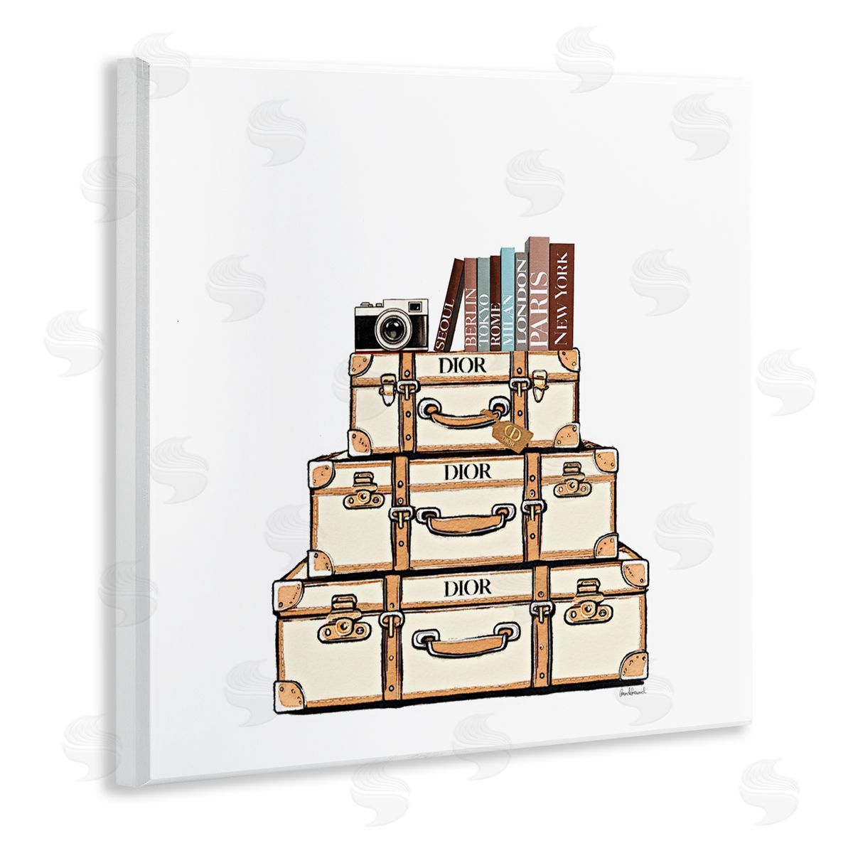 Amanda Greenwood Symmetrical Stacked Suitcases Canvas Wall Art Print