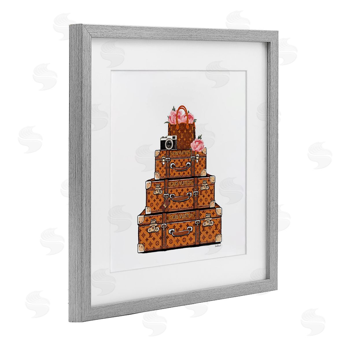 Amanda Greenwood Suitcases with Flowers & Camera Canvas Wall Art Print