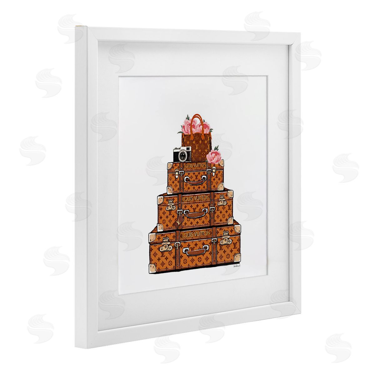 Amanda Greenwood Suitcases with Flowers & Camera Canvas Wall Art Print