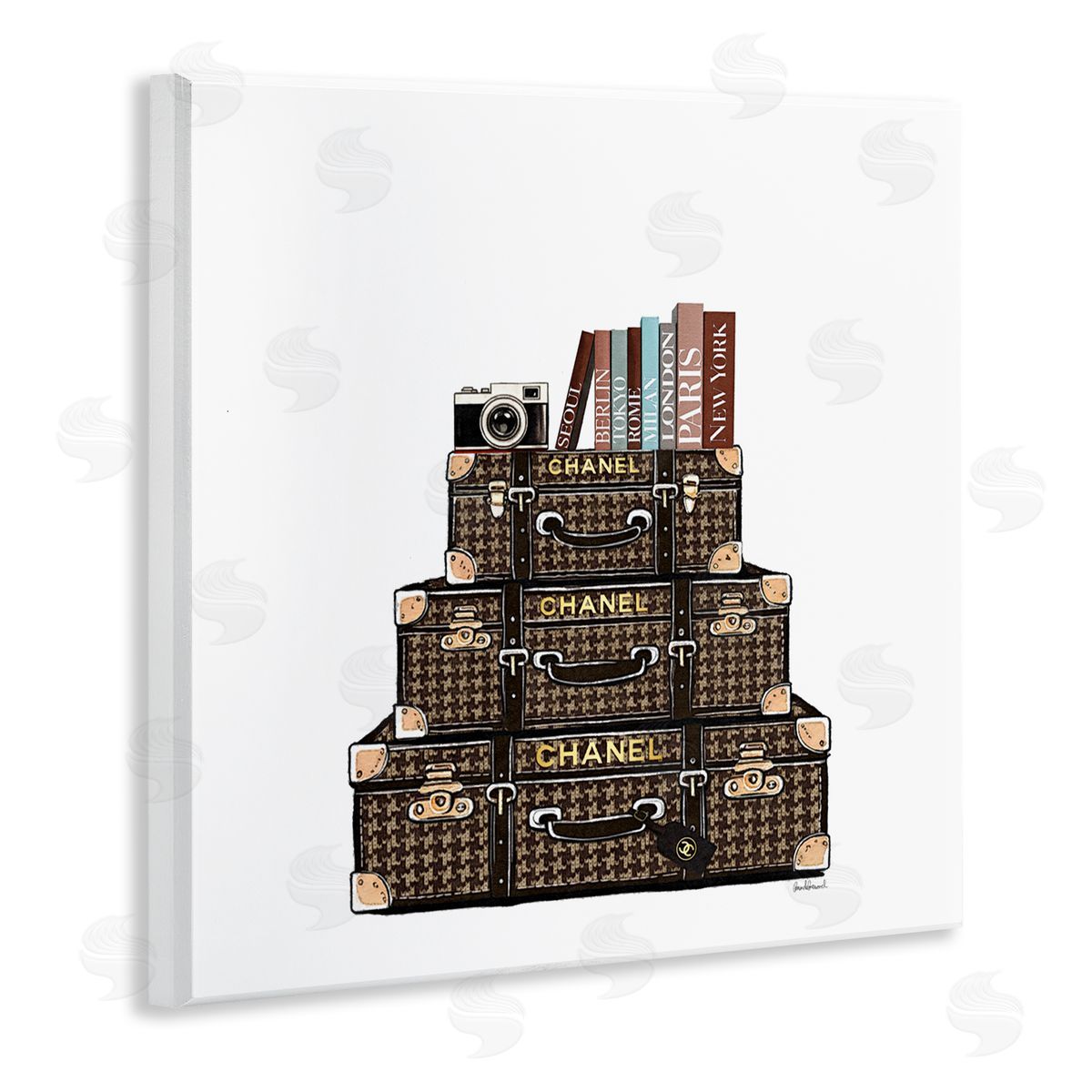 Amanda Greenwood Piled Luxury Suitcases Canvas Wall Art Print