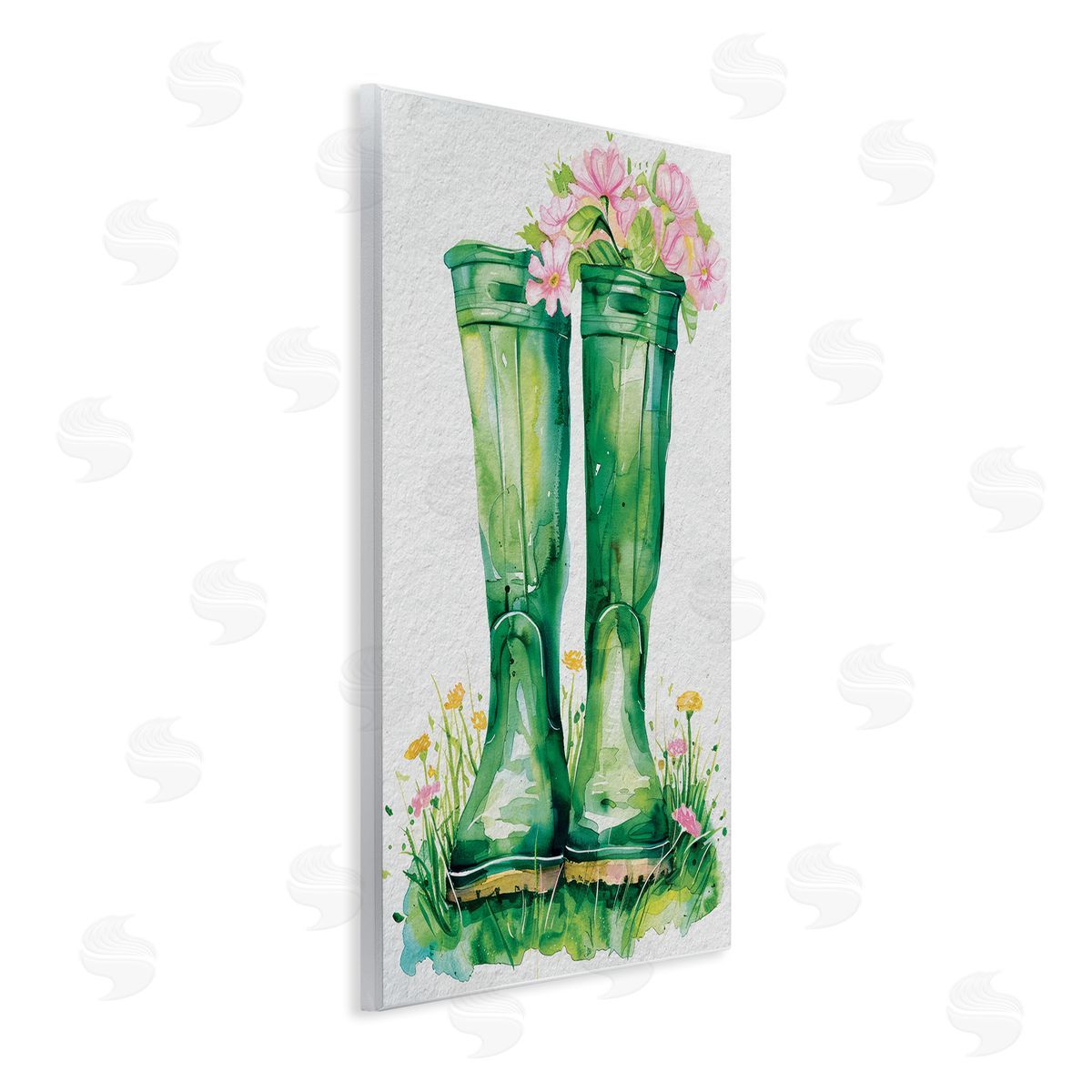 Daisy A. Spring Blooms Green Rainboots Canvas Wall Art Print