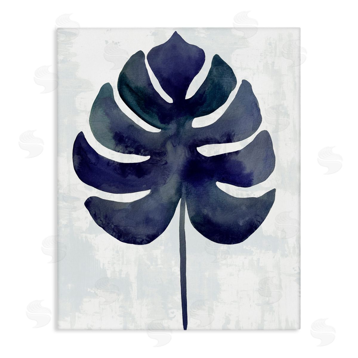 Christie Adams Navy Monstera Leaf Silhouette Canvas Wall Art Print