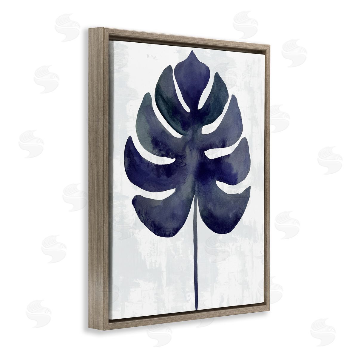 Christie Adams Navy Monstera Leaf Silhouette Canvas Wall Art Print
