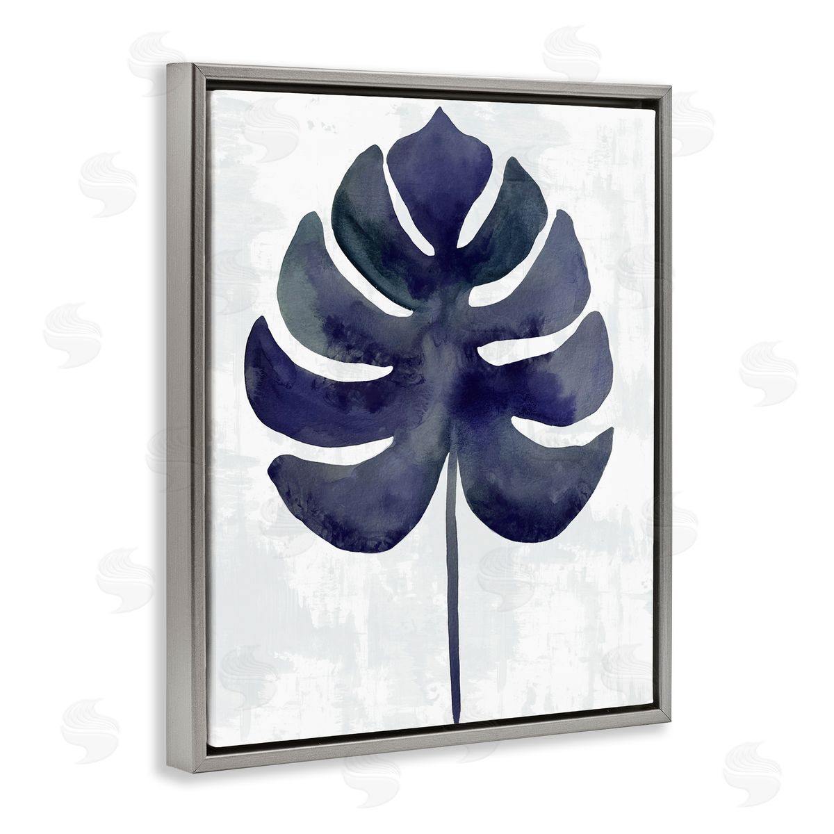 Christie Adams Navy Monstera Leaf Silhouette Canvas Wall Art Print