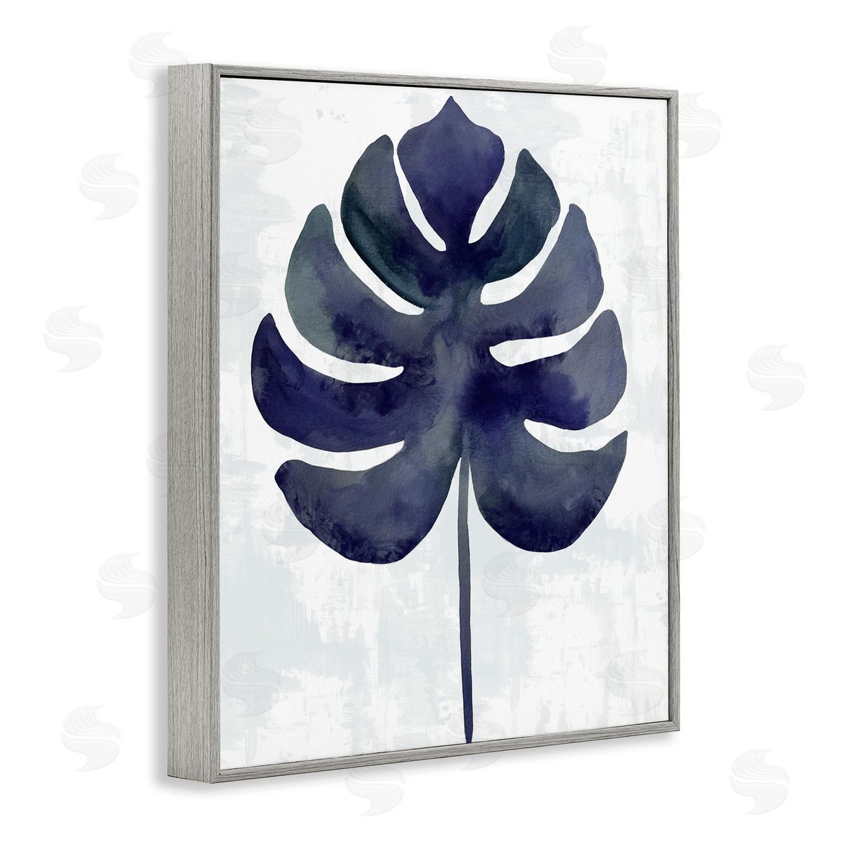 Christie Adams Navy Monstera Leaf Silhouette Canvas Wall Art Print