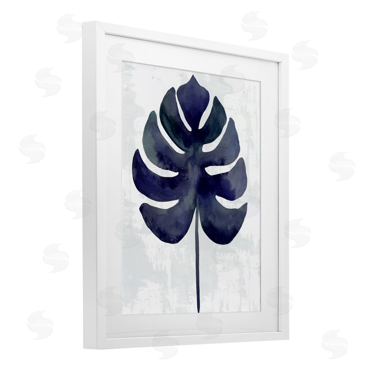 Christie Adams Navy Monstera Leaf Silhouette Canvas Wall Art Print