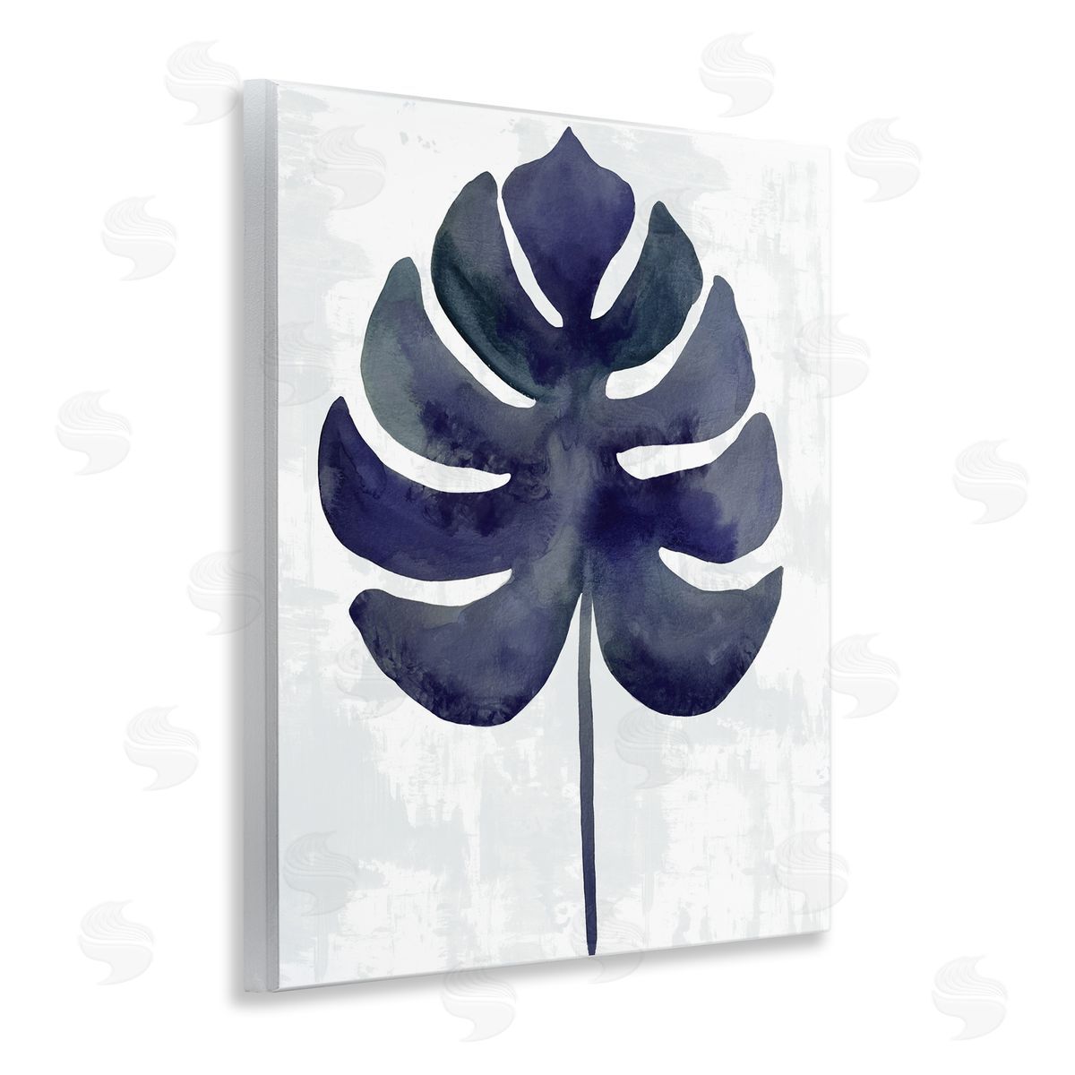Christie Adams Navy Monstera Leaf Silhouette Canvas Wall Art Print