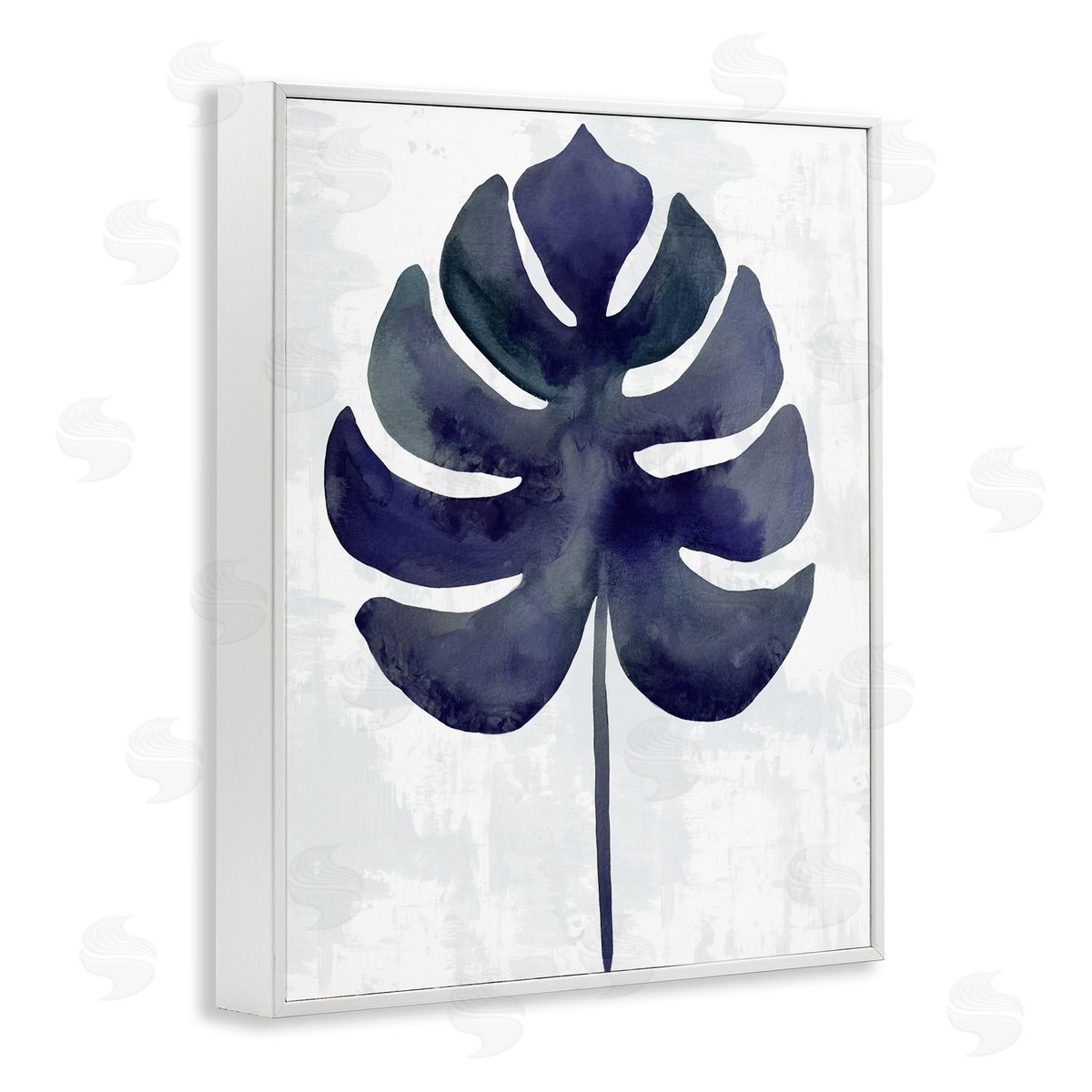 Christie Adams Navy Monstera Leaf Silhouette Canvas Wall Art Print