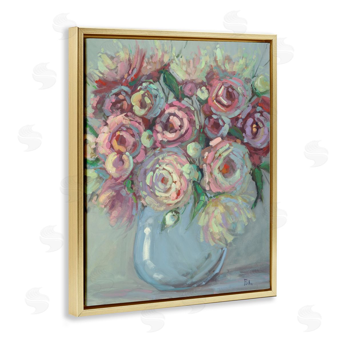 Vanessa Piche Peony Blue Vase Bouquet Canvas Wall Art Print