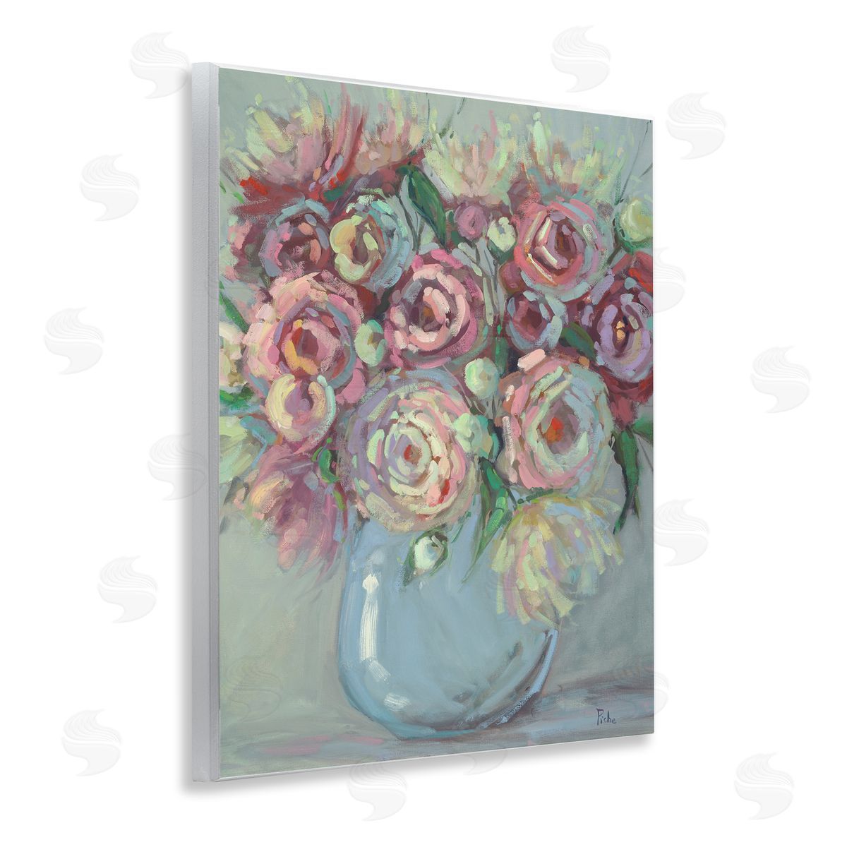 Vanessa Piche Peony Blue Vase Bouquet Canvas Wall Art Print