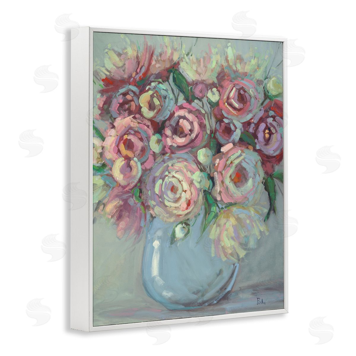 Vanessa Piche Peony Blue Vase Bouquet Canvas Wall Art Print
