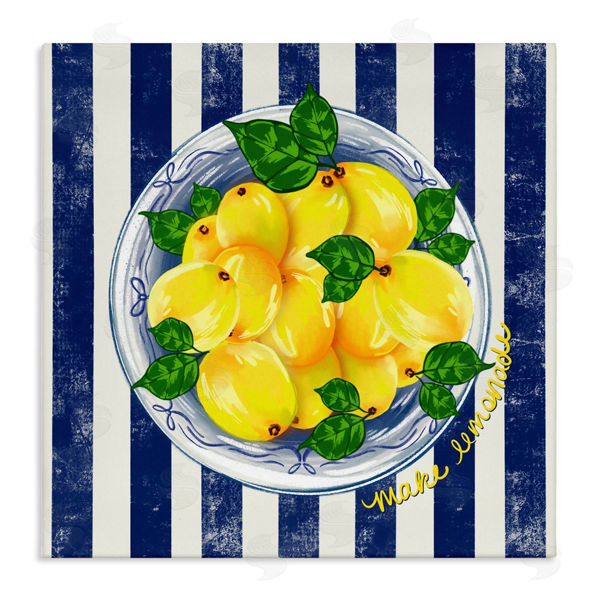 Lori Mosley Make Lemonade on Stripes Canvas Wall Art Print