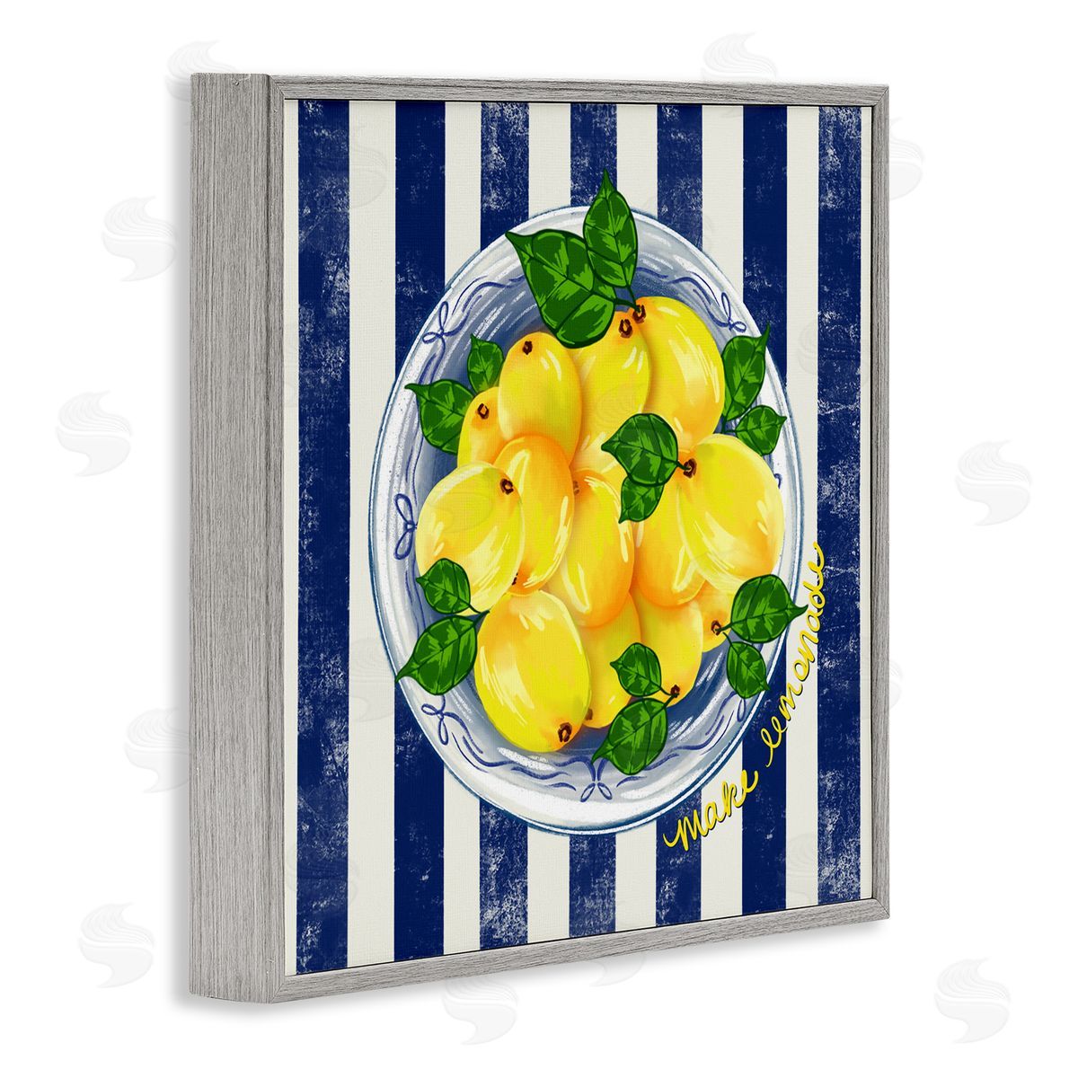 Lori Mosley Make Lemonade on Stripes Canvas Wall Art Print