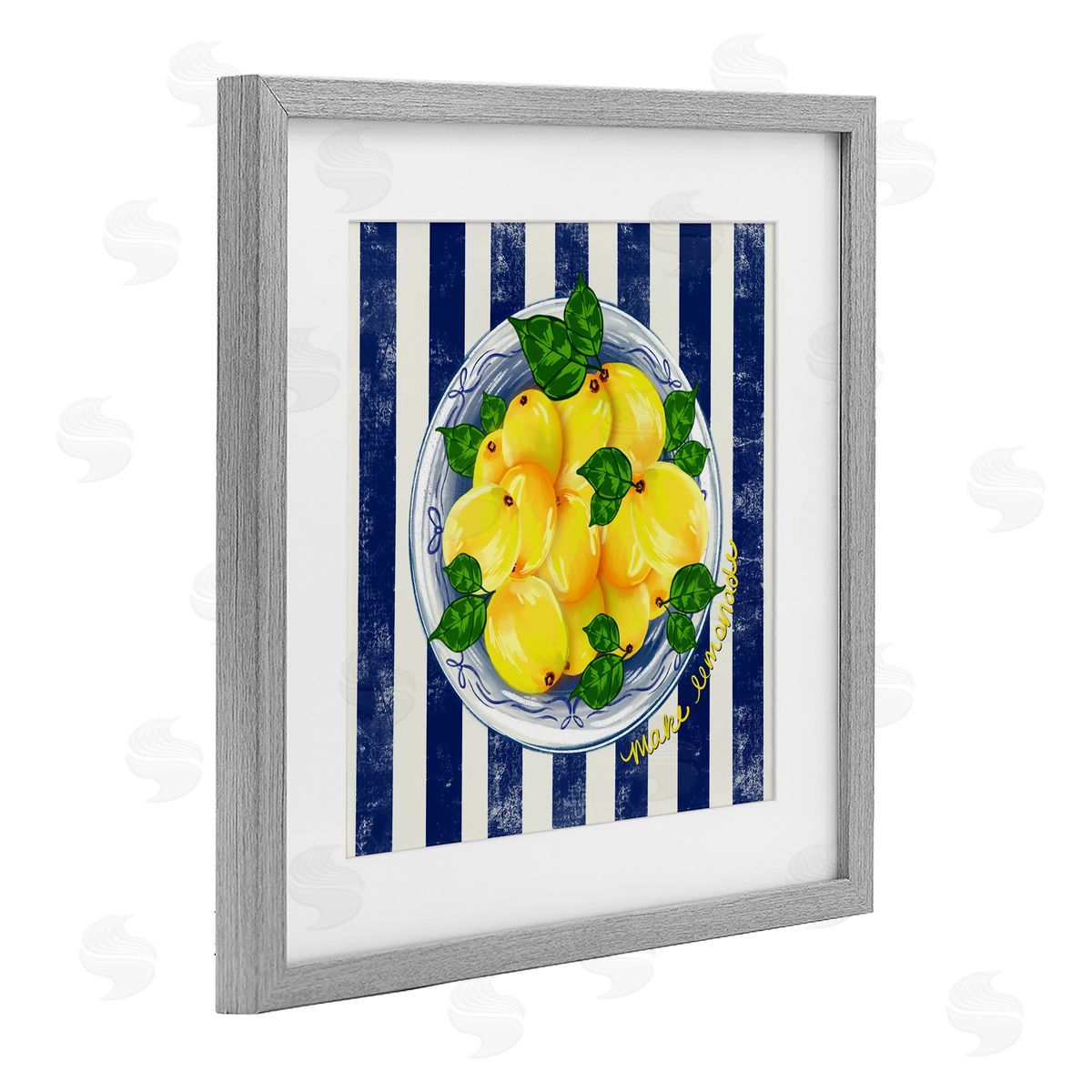 Lori Mosley Make Lemonade on Stripes Canvas Wall Art Print