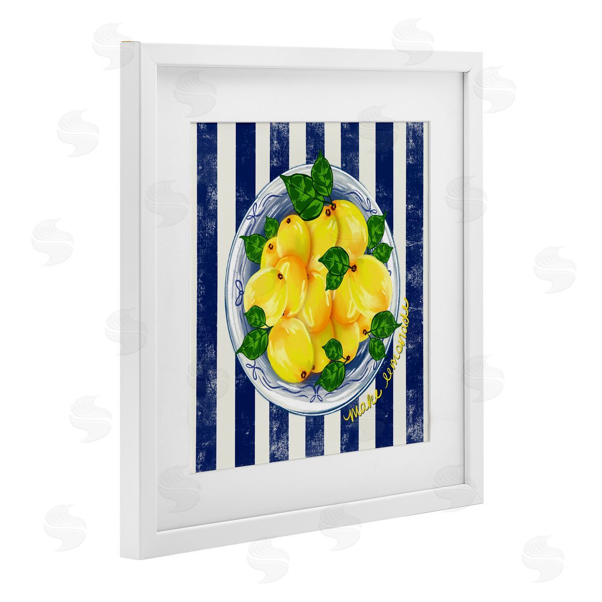Lori Mosley Make Lemonade on Stripes Canvas Wall Art Print