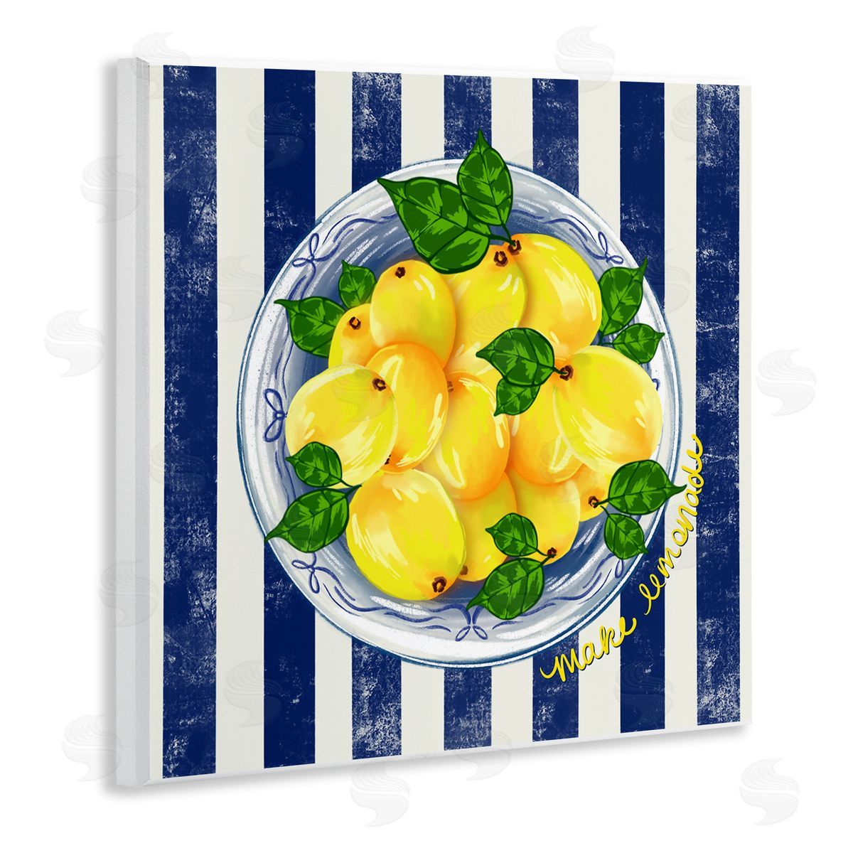 Lori Mosley Make Lemonade on Stripes Canvas Wall Art Print