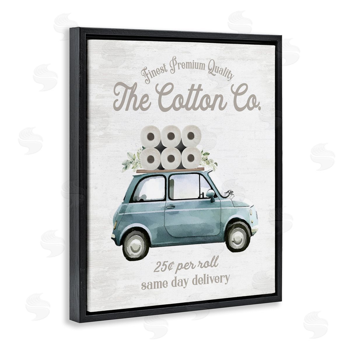 Lettered and Lined Cotton Toilet Paper Delivery Canvas Wall Art Print