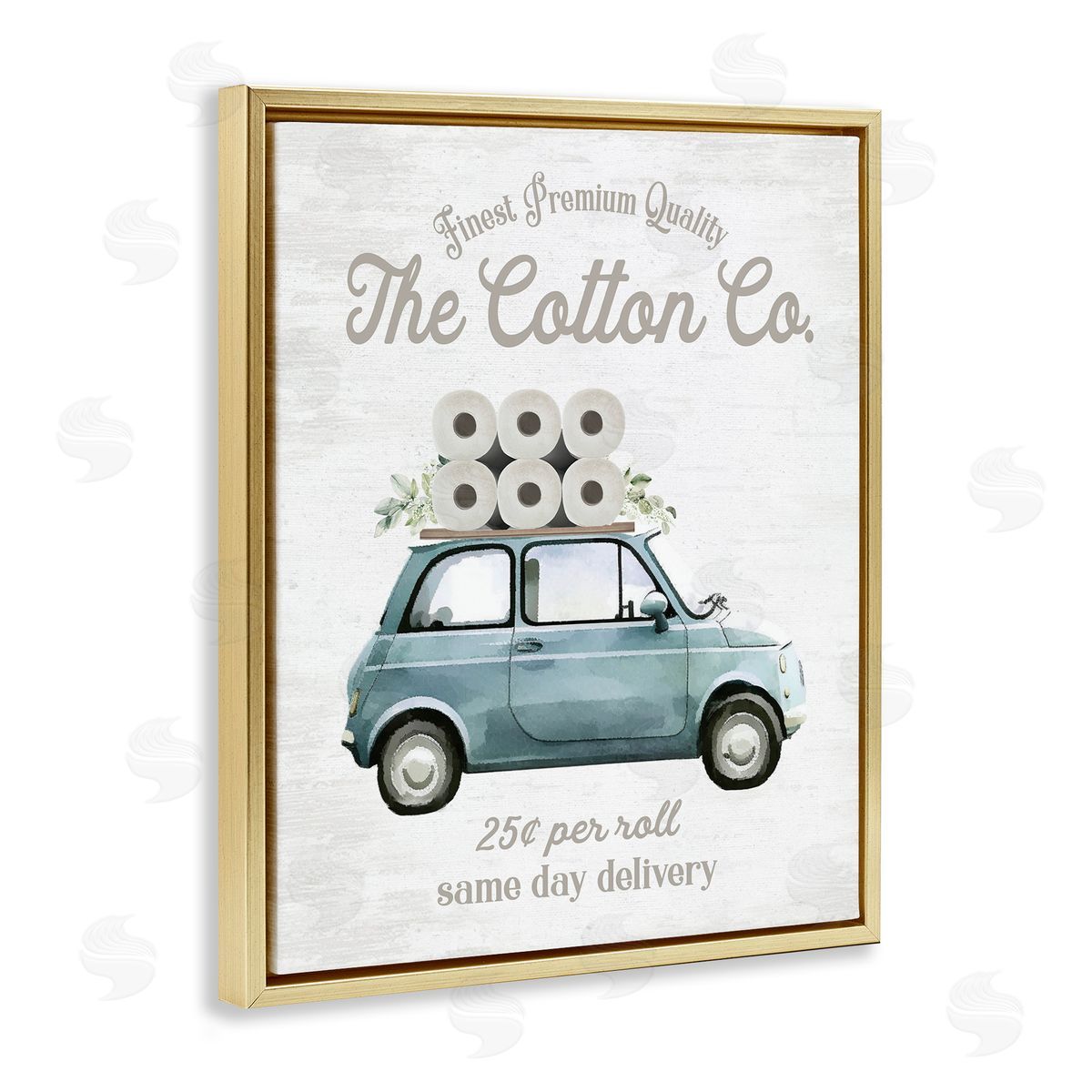 Lettered and Lined Cotton Toilet Paper Delivery Canvas Wall Art Print