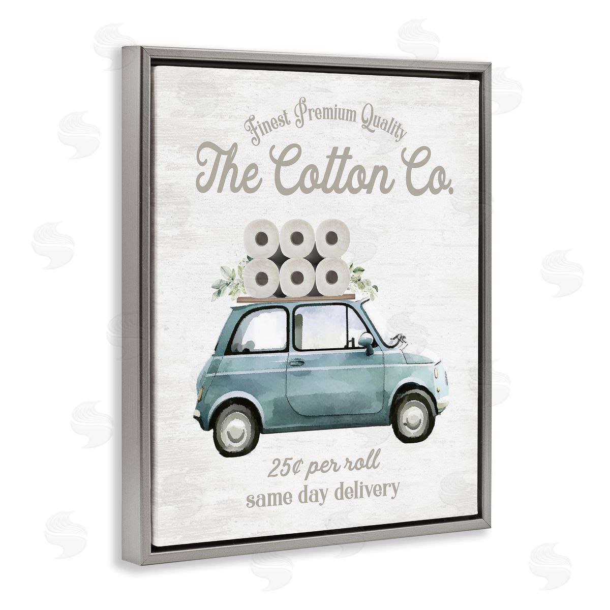 Lettered and Lined Cotton Toilet Paper Delivery Canvas Wall Art Print