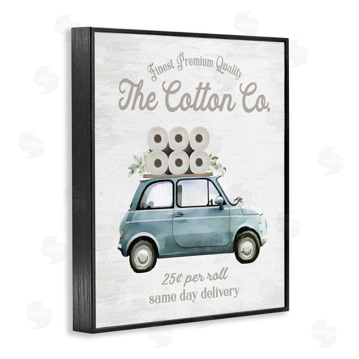 Lettered and Lined Cotton Toilet Paper Delivery Canvas Wall Art Print