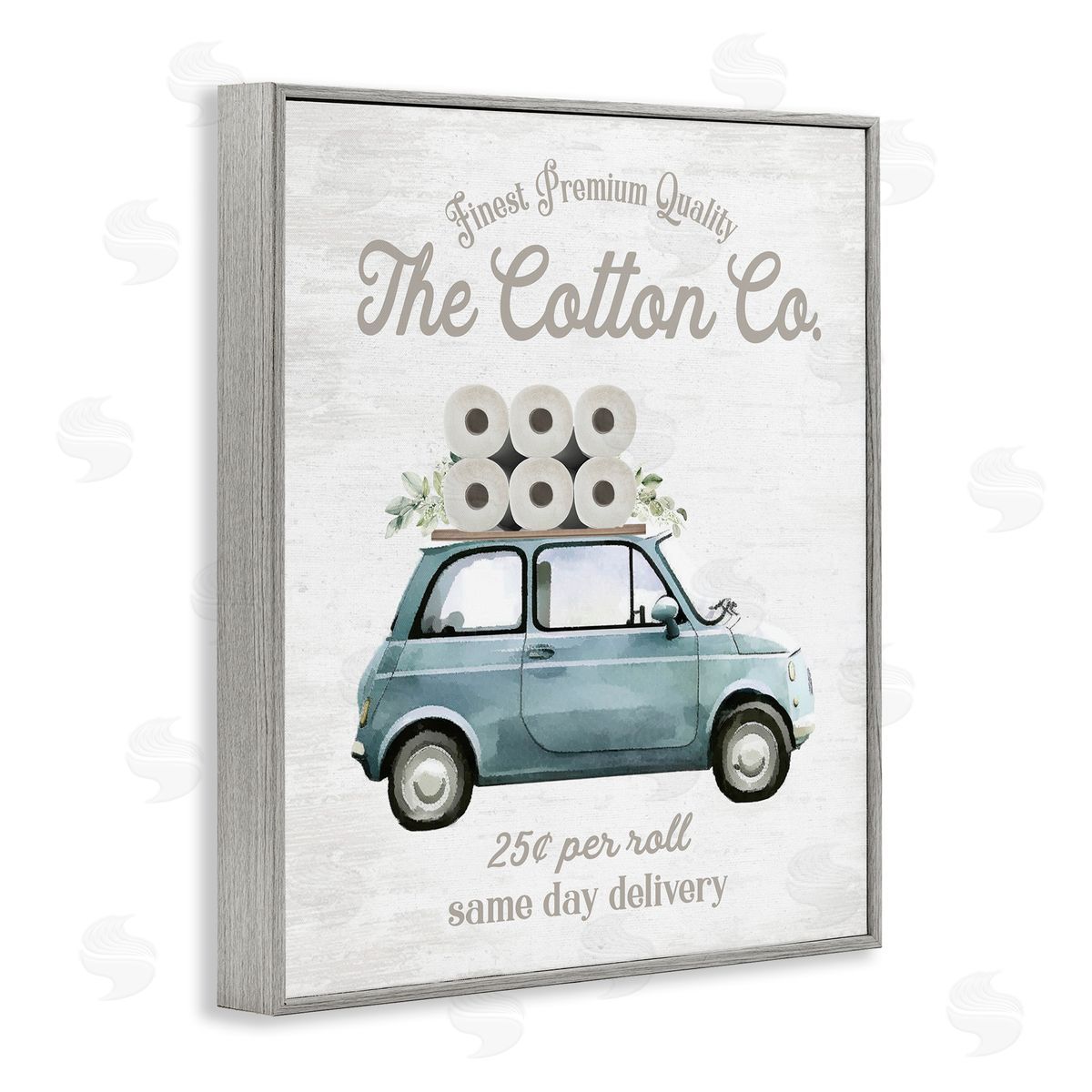 Lettered and Lined Cotton Toilet Paper Delivery Canvas Wall Art Print