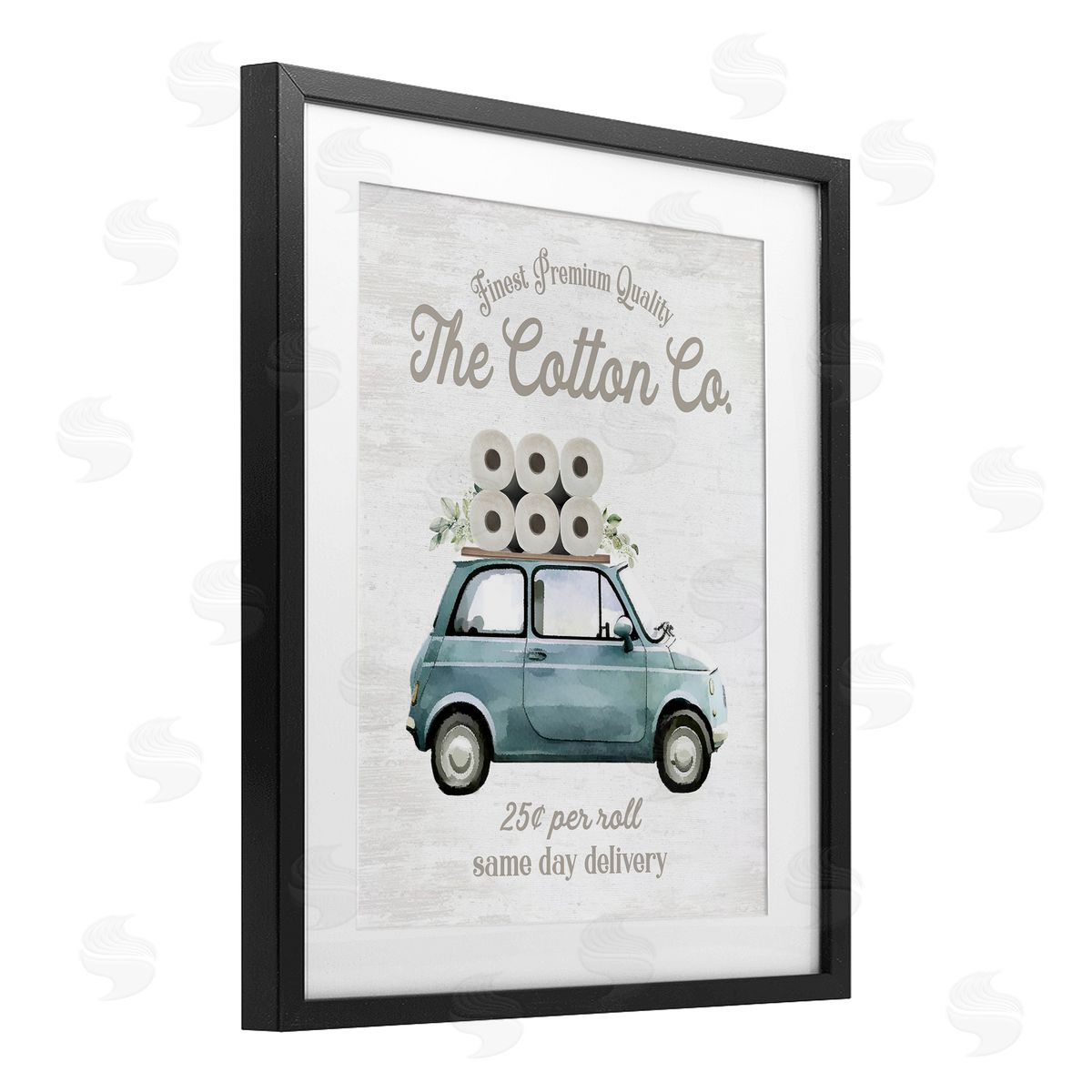 Lettered and Lined Cotton Toilet Paper Delivery Canvas Wall Art Print