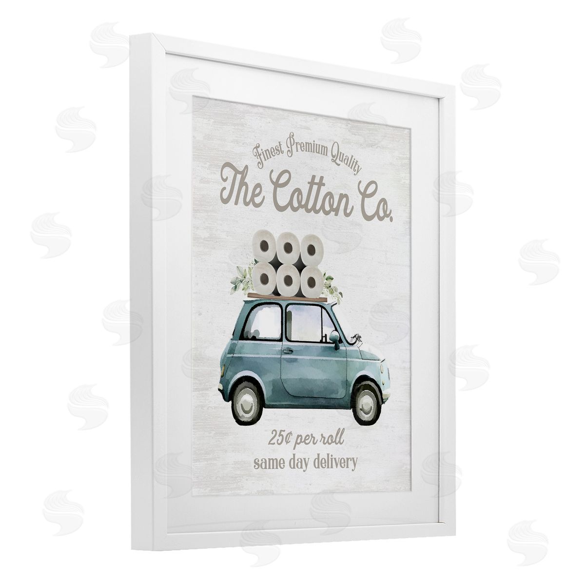 Lettered and Lined Cotton Toilet Paper Delivery Canvas Wall Art Print