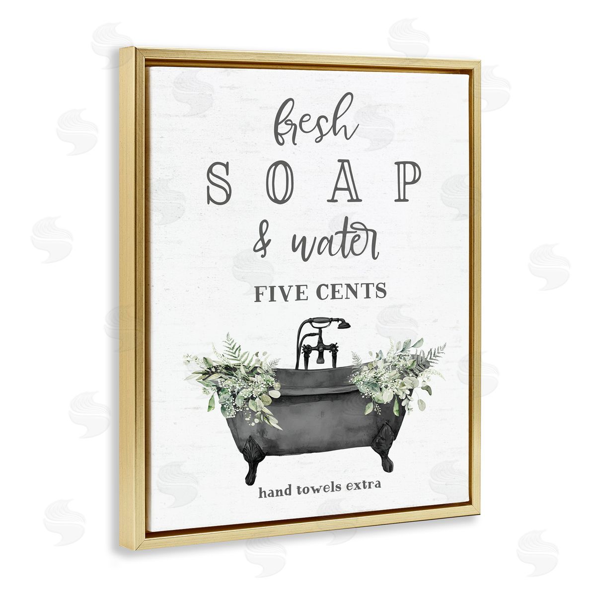 Lettered and Lined Fresh Soap & Water Bath Canvas Wall Art Print