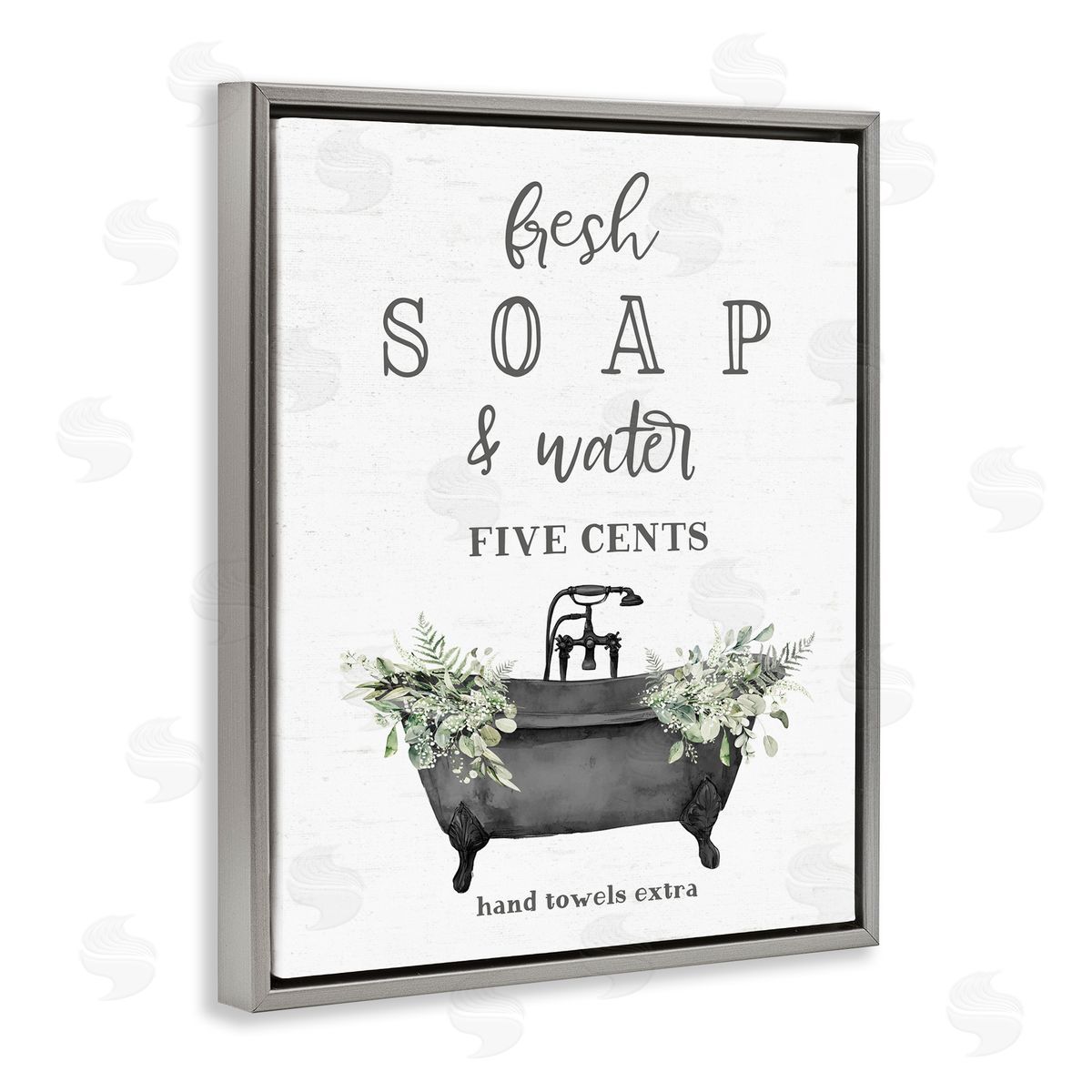 Lettered and Lined Fresh Soap & Water Bath Canvas Wall Art Print