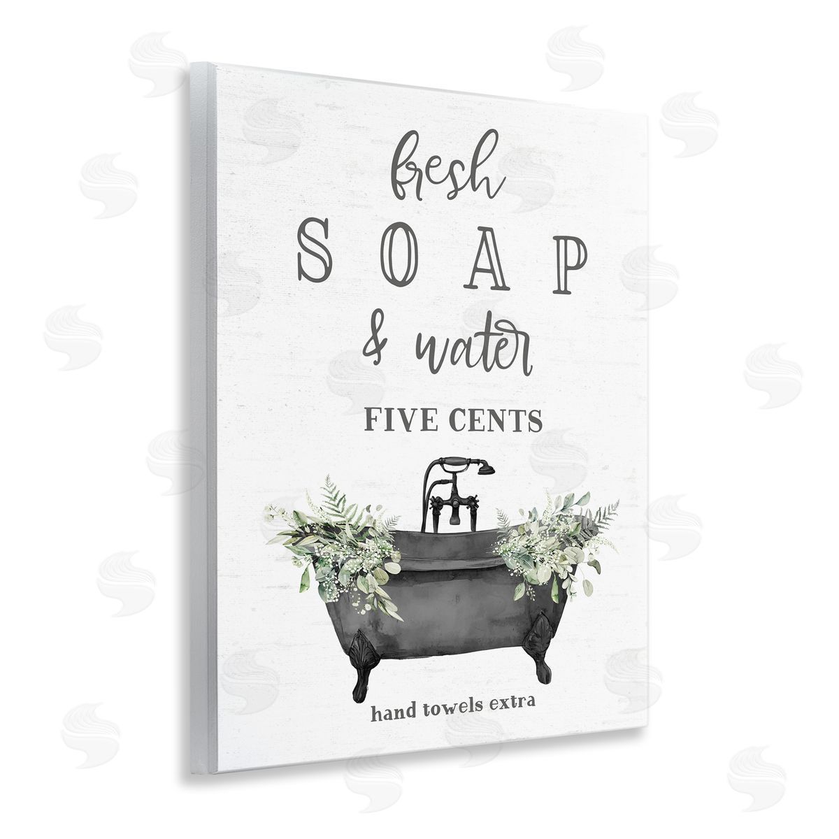 Lettered and Lined Fresh Soap & Water Bath Canvas Wall Art Print