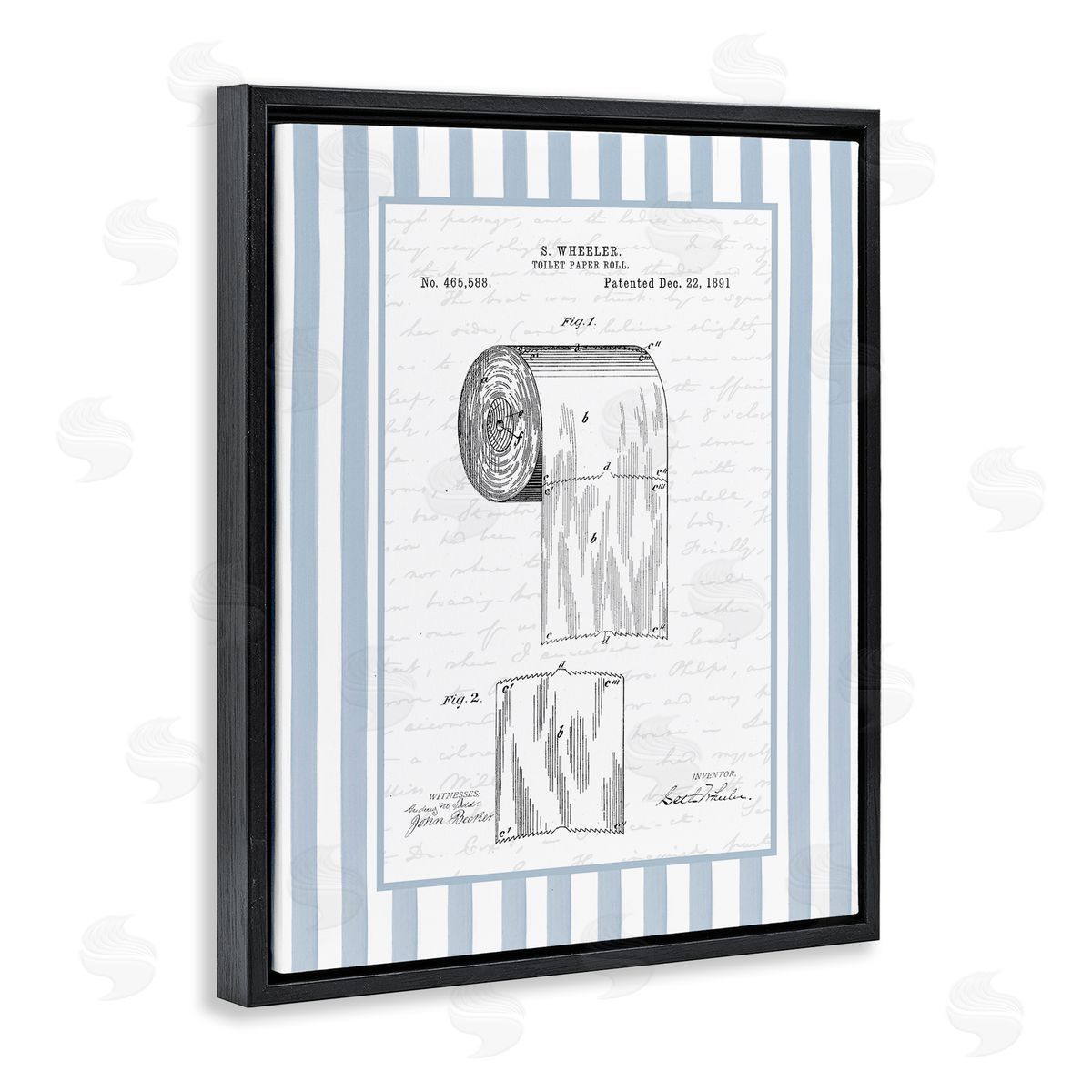 Lettered and Lined Vintage Patent Toilet Paper Canvas Wall Art Print