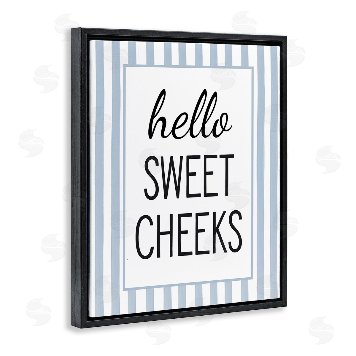 Lettered and Lined Hello Sweet Cheeks on Stripes Canvas Wall Art Print