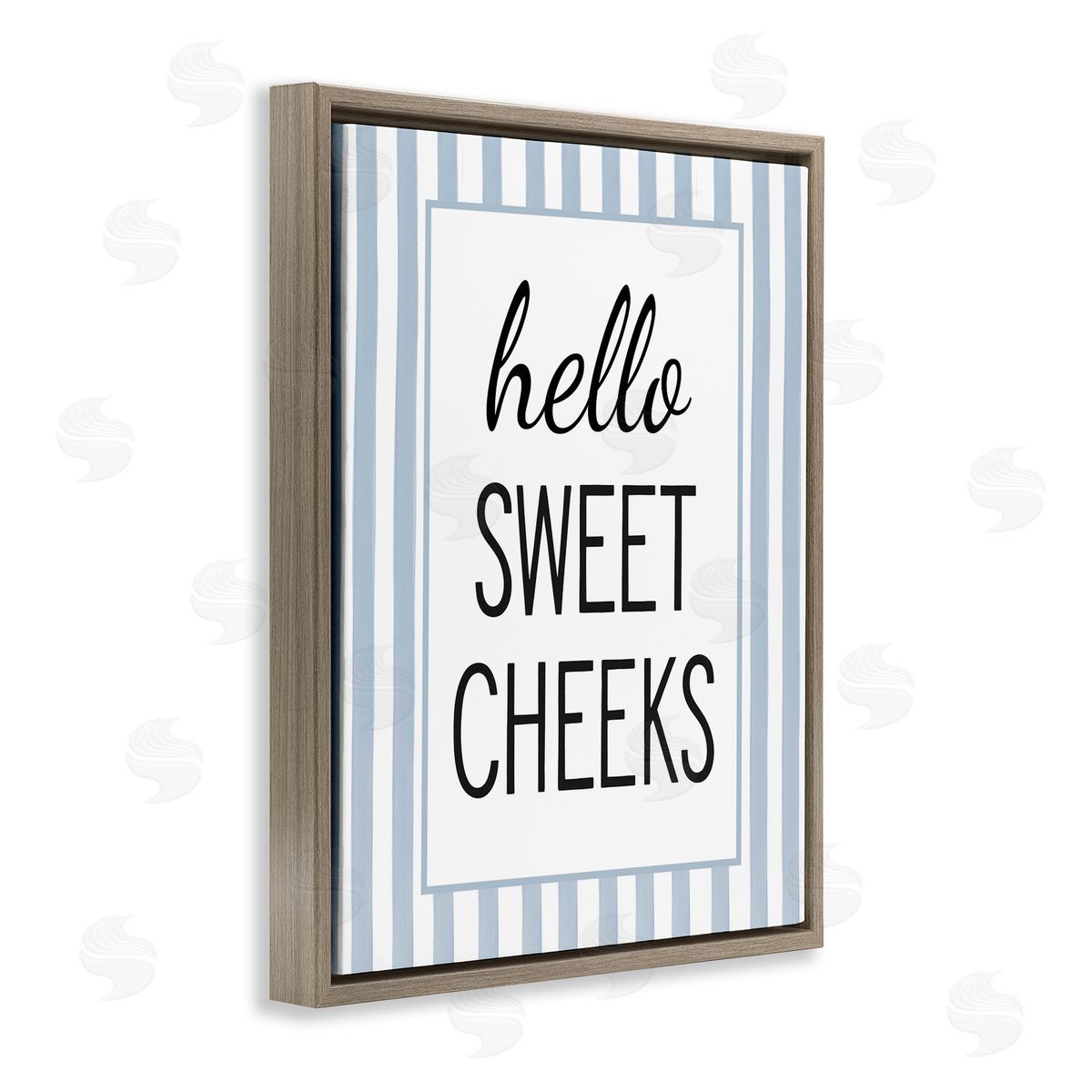 Lettered and Lined Hello Sweet Cheeks on Stripes Canvas Wall Art Print