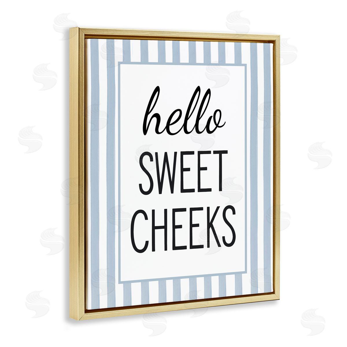 Lettered and Lined Hello Sweet Cheeks on Stripes Canvas Wall Art Print