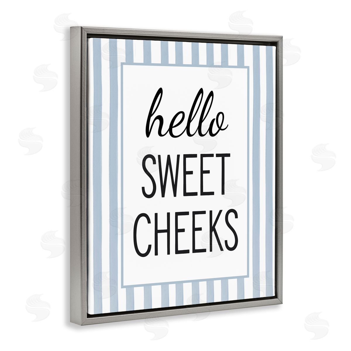 Lettered and Lined Hello Sweet Cheeks on Stripes Canvas Wall Art Print
