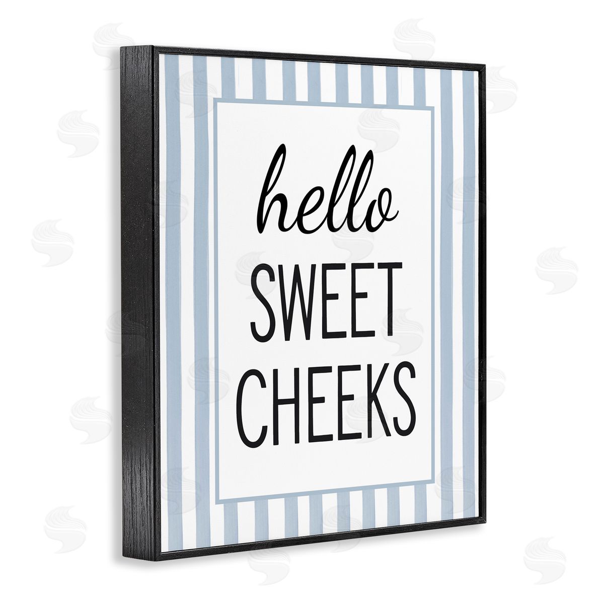 Lettered and Lined Hello Sweet Cheeks on Stripes Canvas Wall Art Print