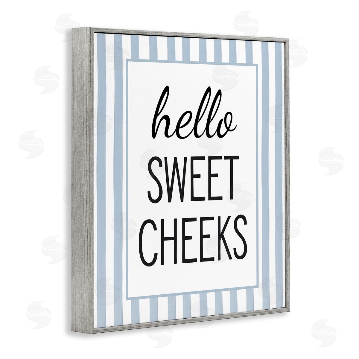 Lettered and Lined Hello Sweet Cheeks on Stripes Canvas Wall Art Print