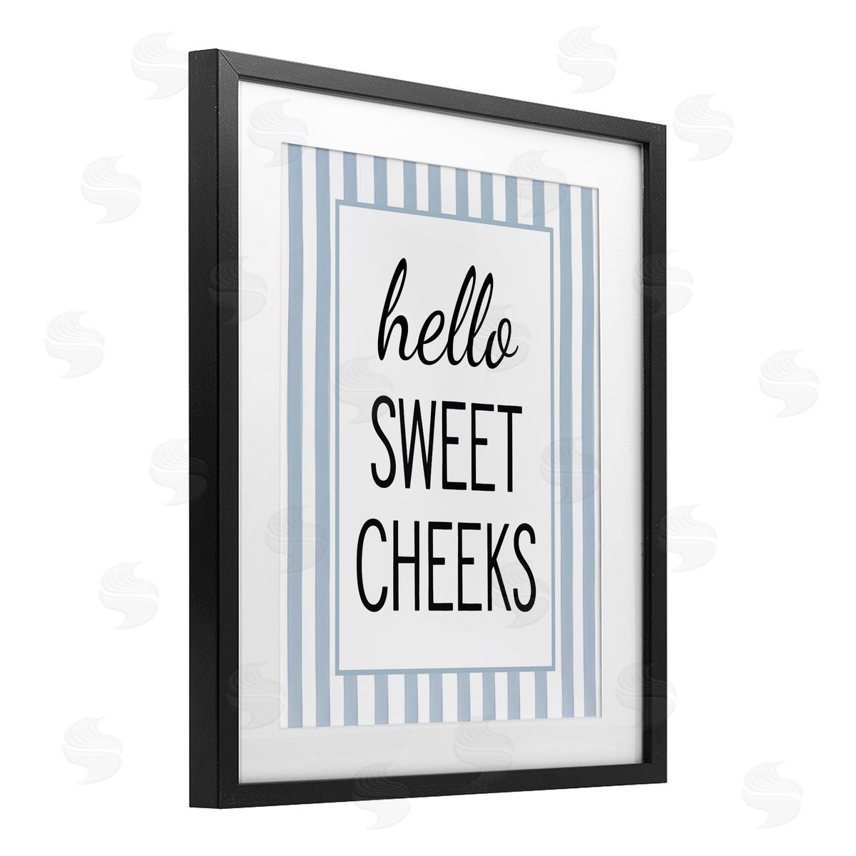 Lettered and Lined Hello Sweet Cheeks on Stripes Canvas Wall Art Print