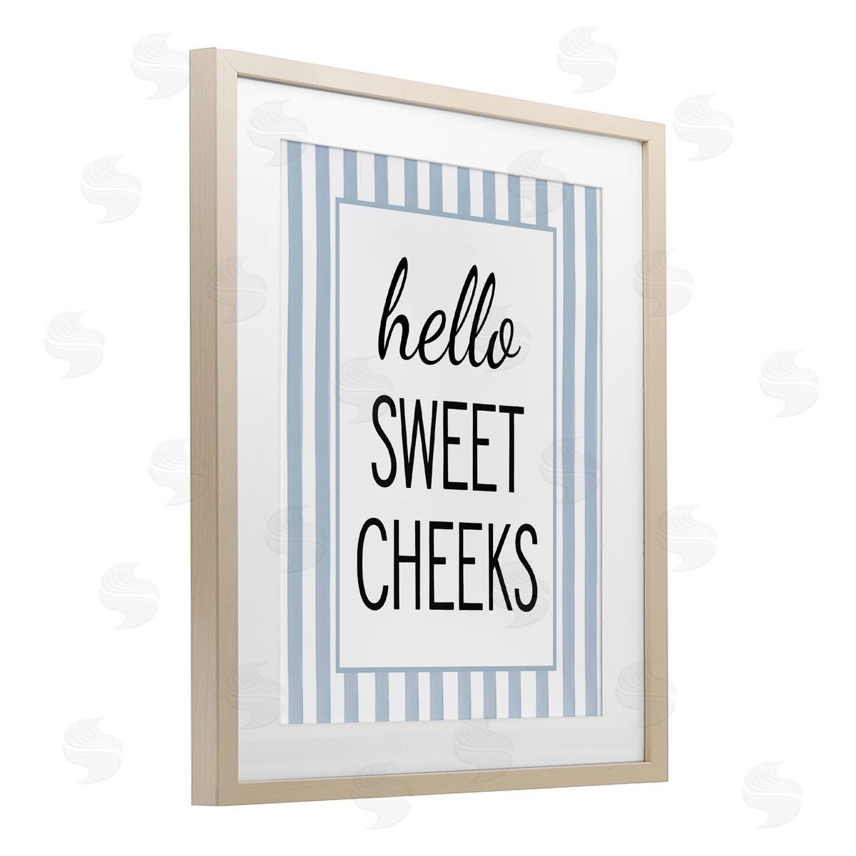 Lettered and Lined Hello Sweet Cheeks on Stripes Canvas Wall Art Print
