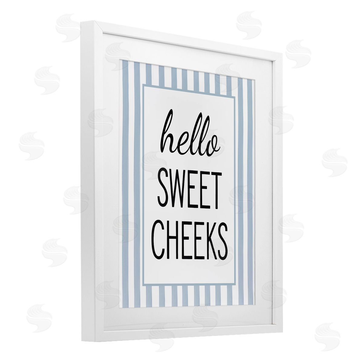 Lettered and Lined Hello Sweet Cheeks on Stripes Canvas Wall Art Print