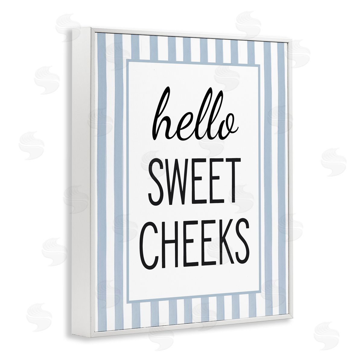 Lettered and Lined Hello Sweet Cheeks on Stripes Canvas Wall Art Print