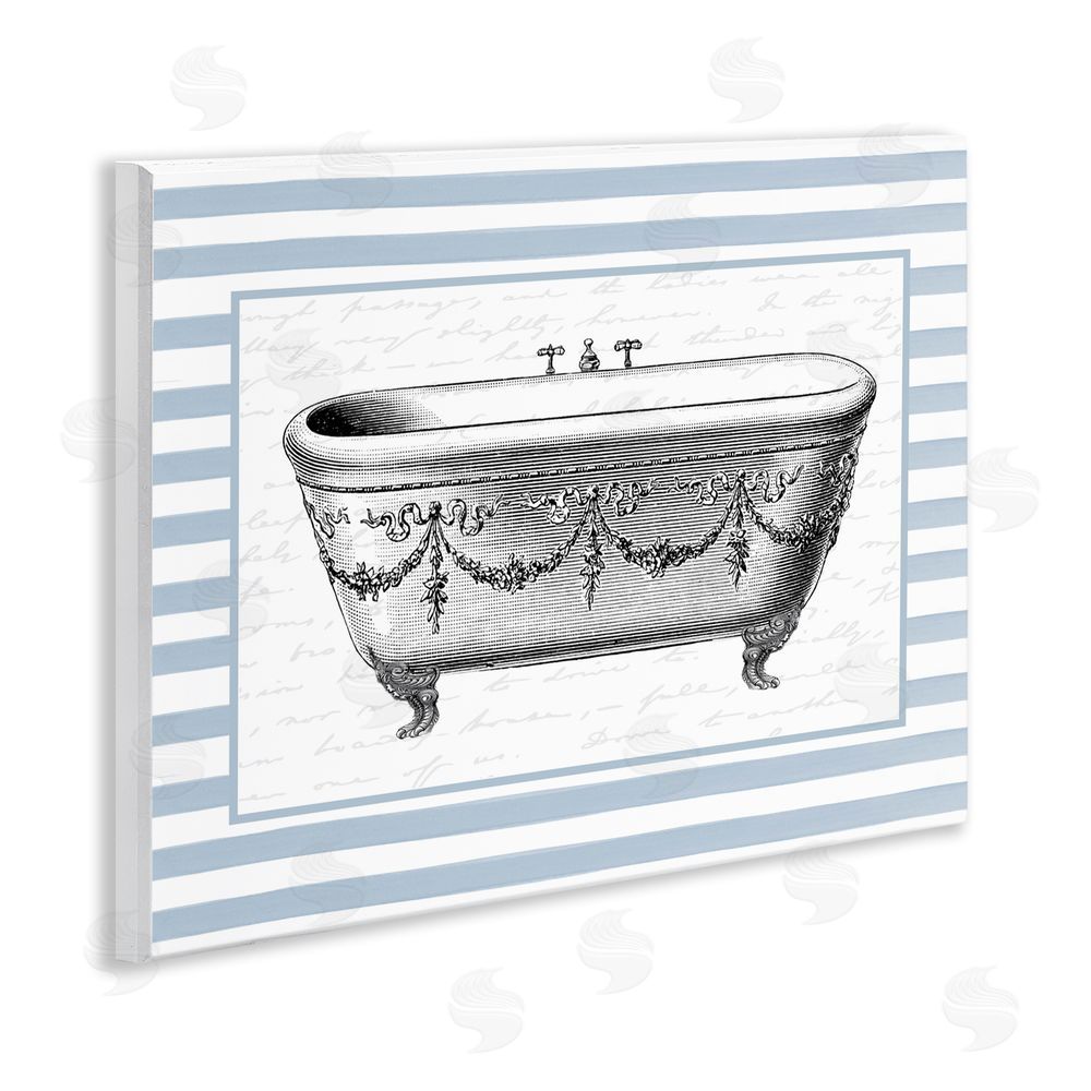 Lettered and Lined Ornate Vintage Tub on Stripes Wall Plaque Art Print