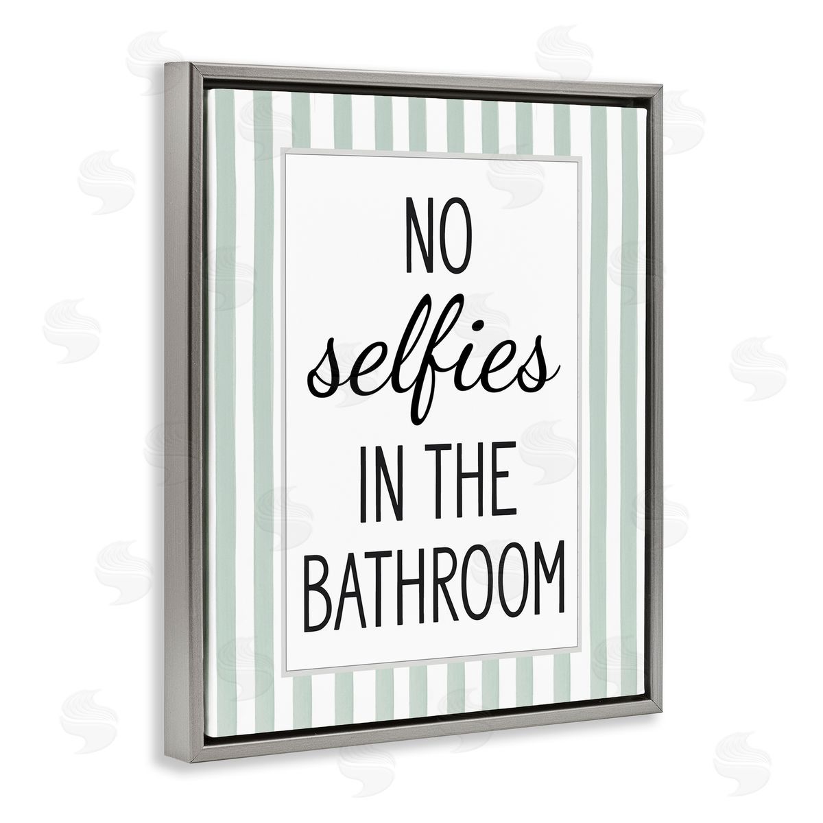 Lettered and Lined No Selfies In Bathroom Canvas Wall Art Print