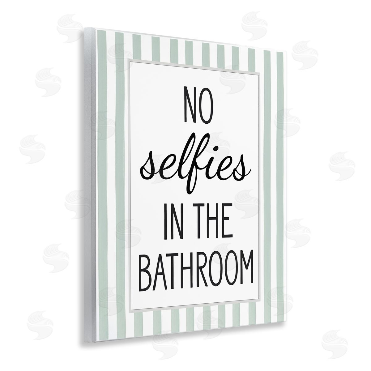 Lettered and Lined No Selfies In Bathroom Canvas Wall Art Print