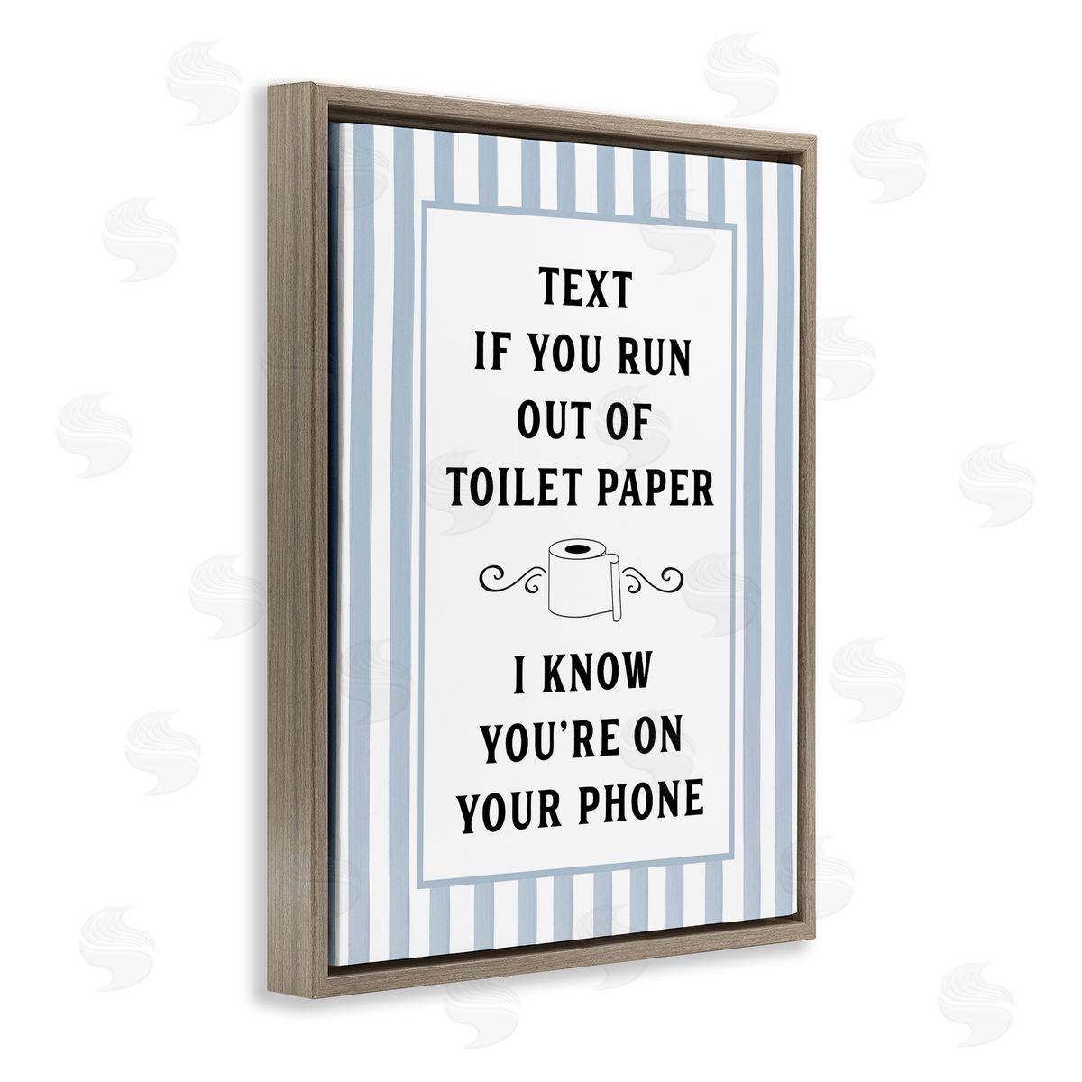 Lettered and Lined Text For Toilet Paper Stripes Canvas Wall Art Print