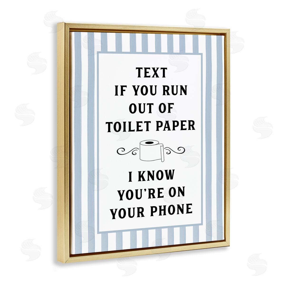 Lettered and Lined Text For Toilet Paper Stripes Canvas Wall Art Print