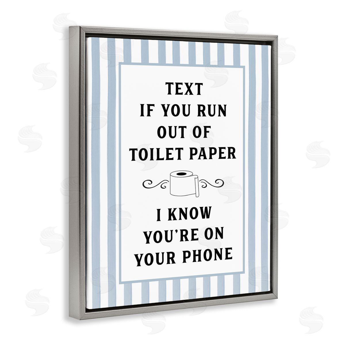 Lettered and Lined Text For Toilet Paper Stripes Canvas Wall Art Print